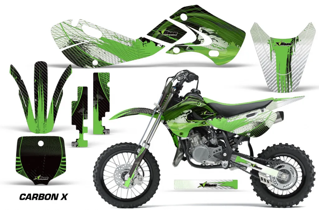 Carbon-X Grün mit Nummernfeldern für Kawasaki KX65 2002-2018