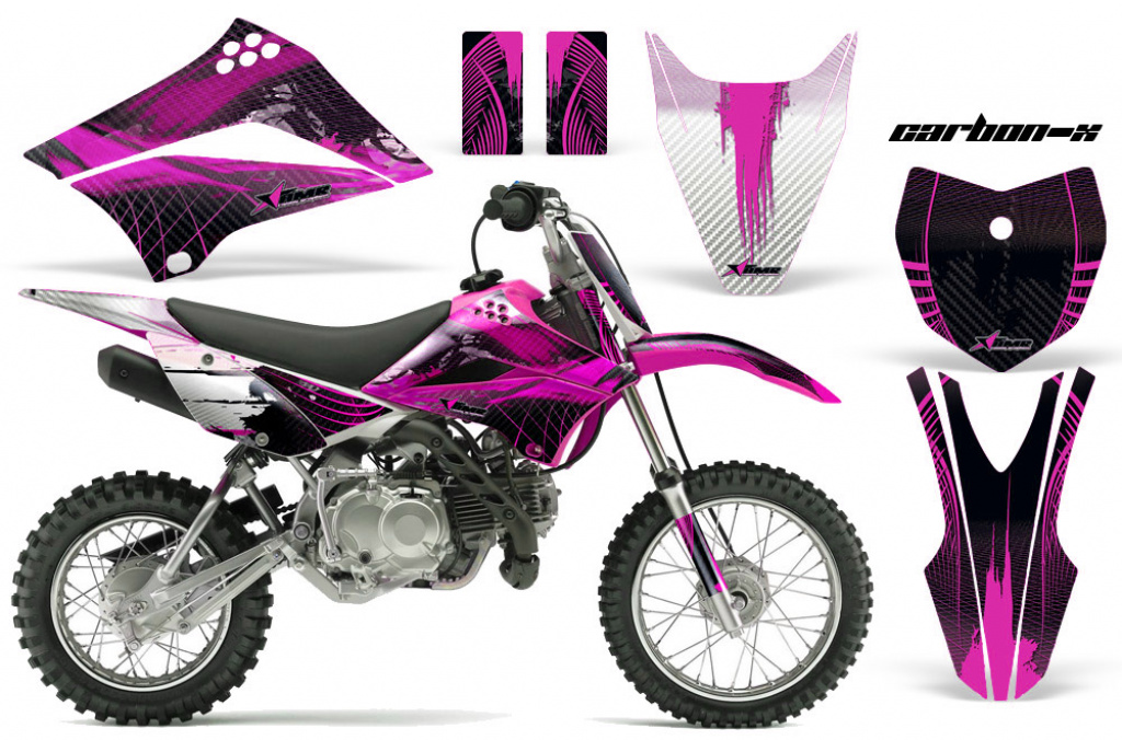 Carbon-X Pink with number plates for Kawasaki KLX110 2010-2021
