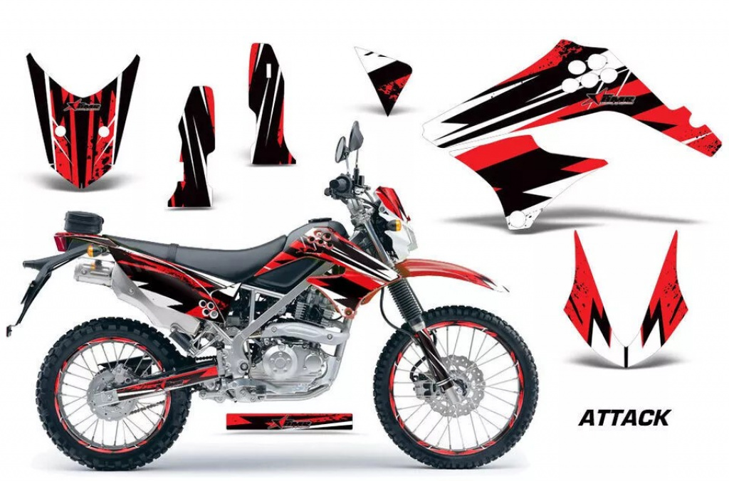 Attack Red with number plates for Kawasaki KLX125 D-Tracker 2010-2016