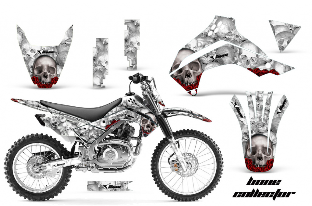 Bone Collector Weiß mit Nummernfeldern für Kawasaki KLX140 2008-2019
