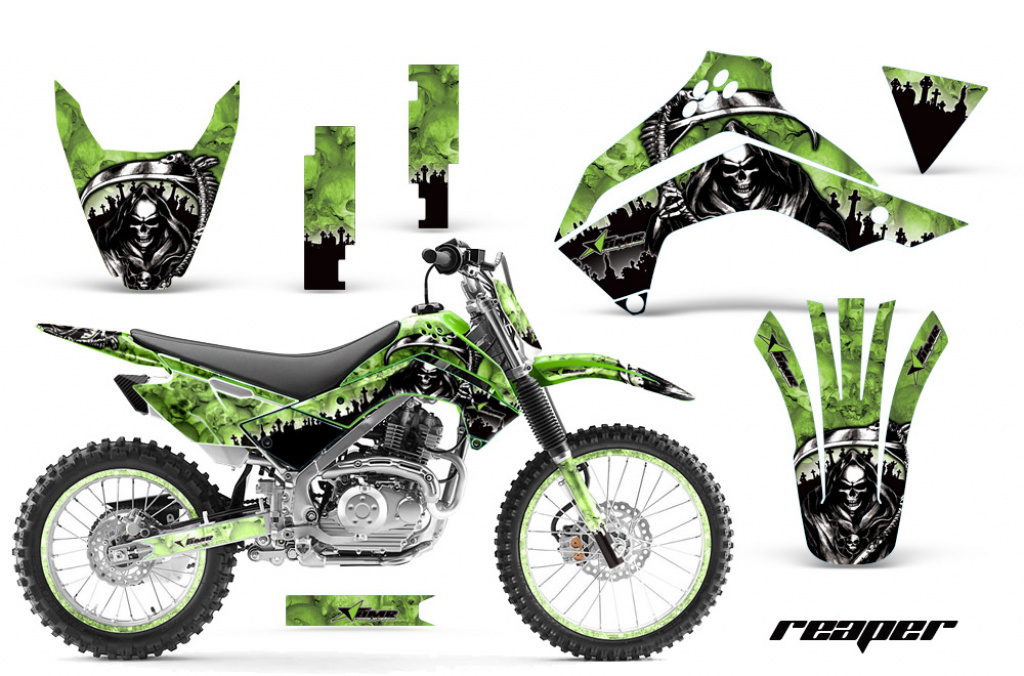 Reaper Grün mit Nummernfeldern für Kawasaki KLX140 2008-2019