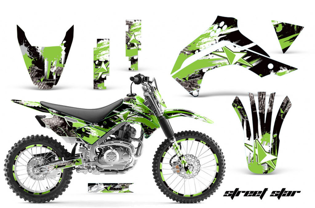 Street Star Grün mit Nummernfeldern für Kawasaki KLX140 2008-2019