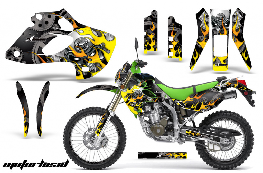 Motorhead Schwarz mit Nummernfeldern für Kawasaki KLX250 1998-2003