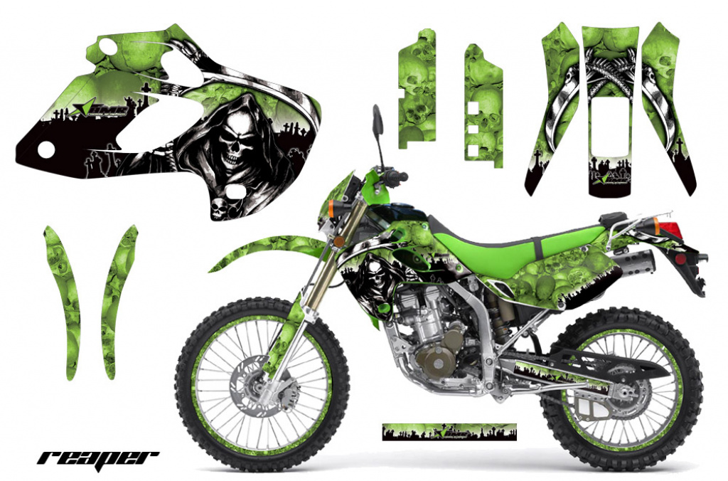 Reaper Grün mit Nummernfeldern für Kawasaki KLX250 1998-2003