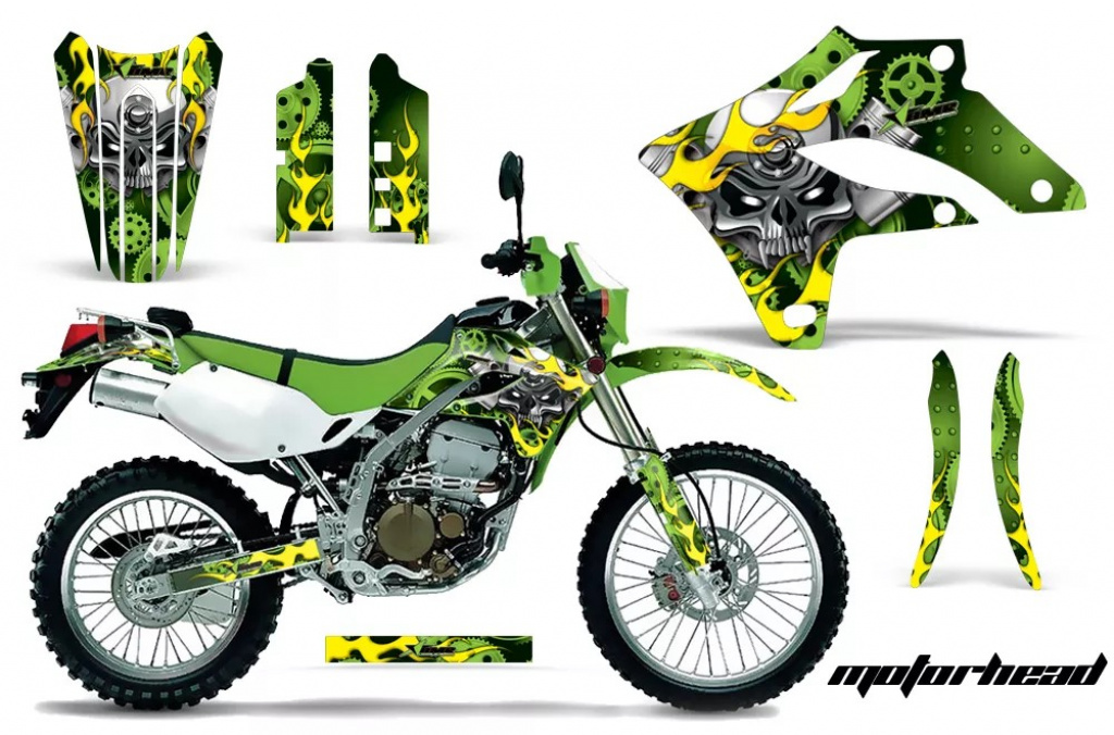 Motorhead Grün ohne Nummernfeldern für Kawasaki KLX250 2004-2007