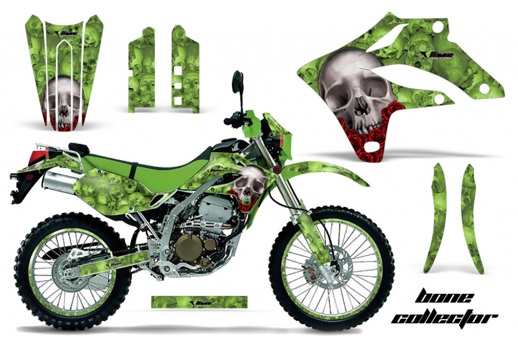 Bone Collector Grün mit Nummernfeldern für Kawasaki KLX250 2004-2007