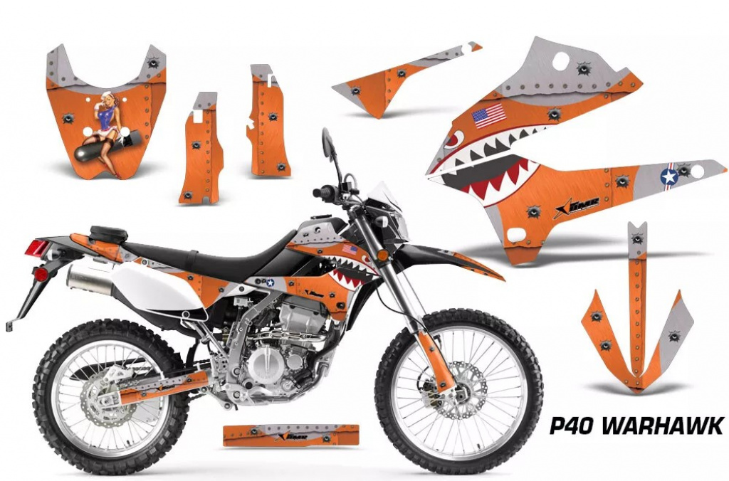 P40-Warhawk Orange ohne Nummernfeldern für Kawasaki KLX250 2008-2018