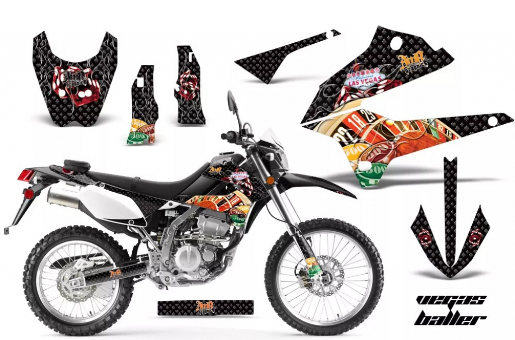 Vegas Baller Schwarz ohne Nummernfeldern für Kawasaki KLX250 2008-2018