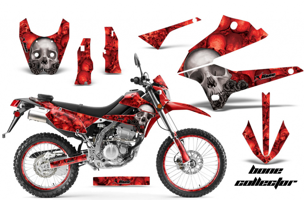 Bone Collector Rot mit Nummernfeldern für Kawasaki KLX250 2008-2018