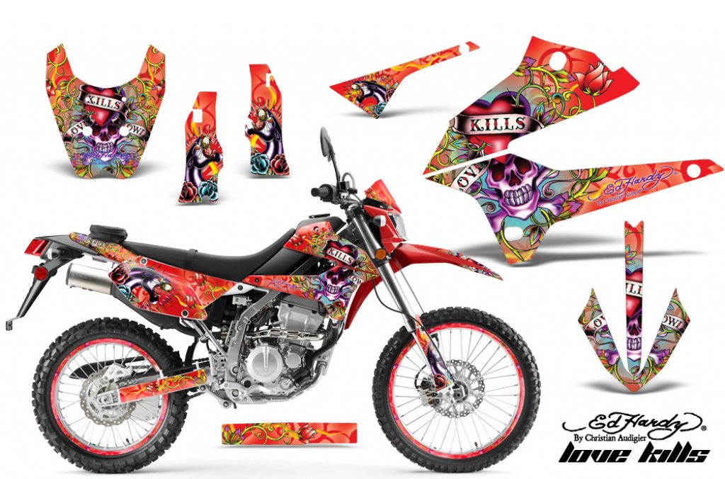Ed-Hardy - LoveKills Orange mit Nummernfeldern für Kawasaki KLX250 2008-2018