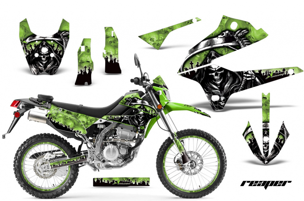 Reaper Grün mit Nummernfeldern für Kawasaki KLX250 2008-2018