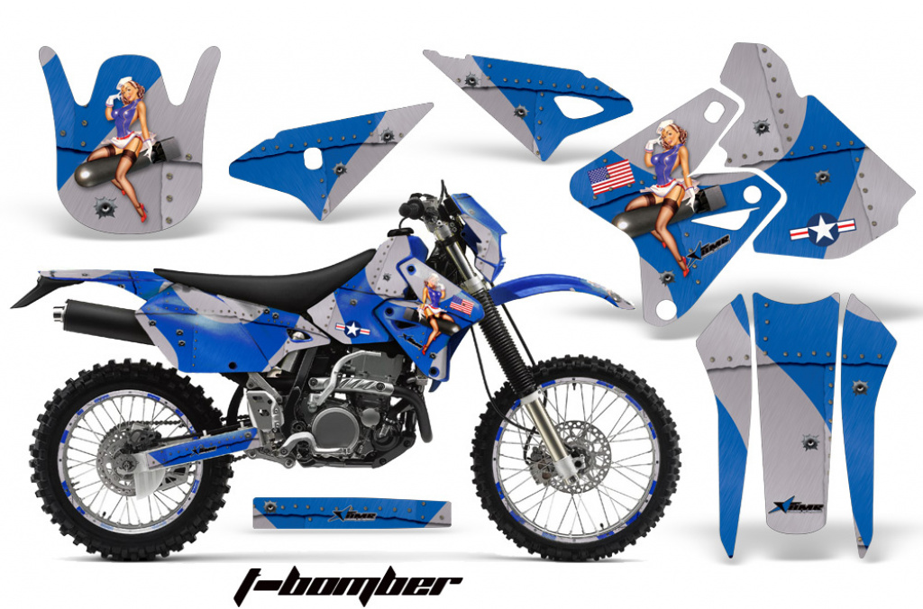 T-Bomber Blau mit Nummernfeldern für Kawasaki KLX400 2000-2016