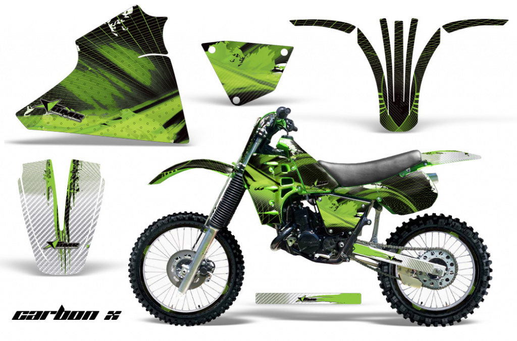 Carbon-X Grün mit Nummernfeldern für Kawasaki KX125 1983-1985