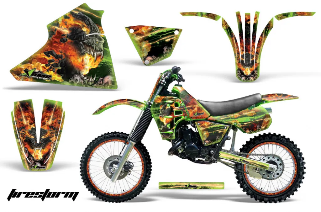 Firestorm Grün mit Nummernfeldern für Kawasaki KX125 1983-1985