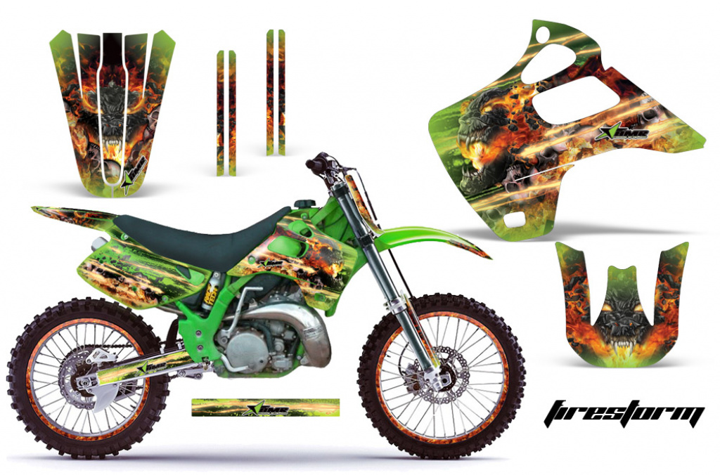 Firestorm Grün mit Nummernfeldern für Kawasaki KX125/250 1992-1993