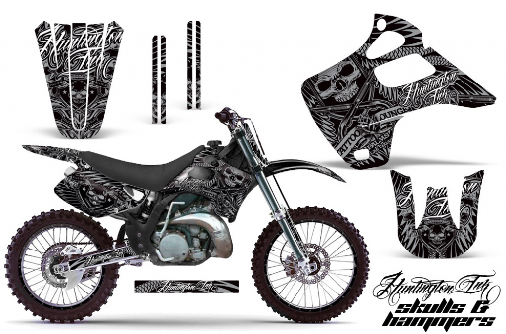 Skulls N Hammers Silber mit Nummernfeldern für Kawasaki KX125/250 1992-1993