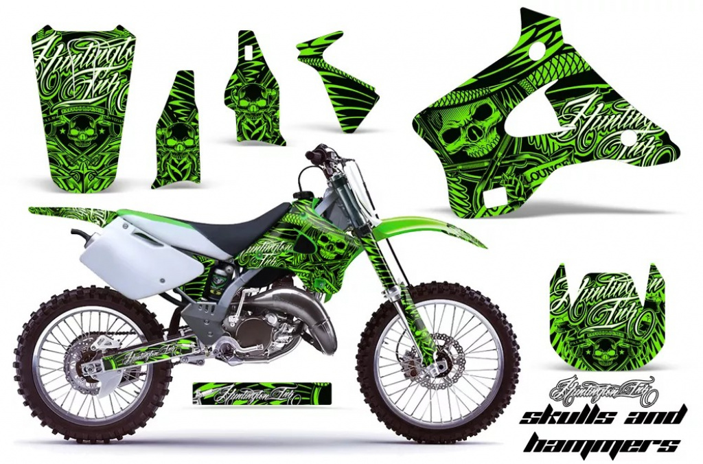 Skulls N Hammers Green without number plates for Kawasaki KX125/250 1994-1998