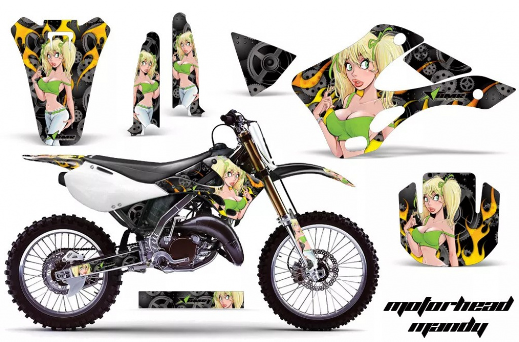 Motorhead Mandy Schwarz ohne Nummernfeldern für Kawasaki KX125/250 1999-2002