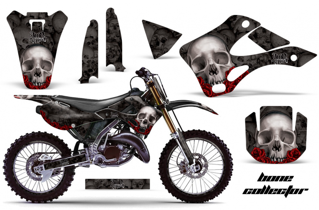 Bone Collector Schwarz mit Nummernfeldern für Kawasaki KX125/250 1999-2002