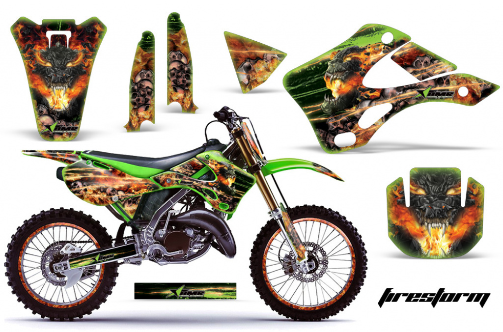 Firestorm Grün mit Nummernfeldern für Kawasaki KX125/250 1999-2002