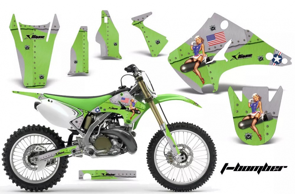 T-Bomber Grün ohne Nummernfeldern für Kawasaki KX125/250 2003-2016