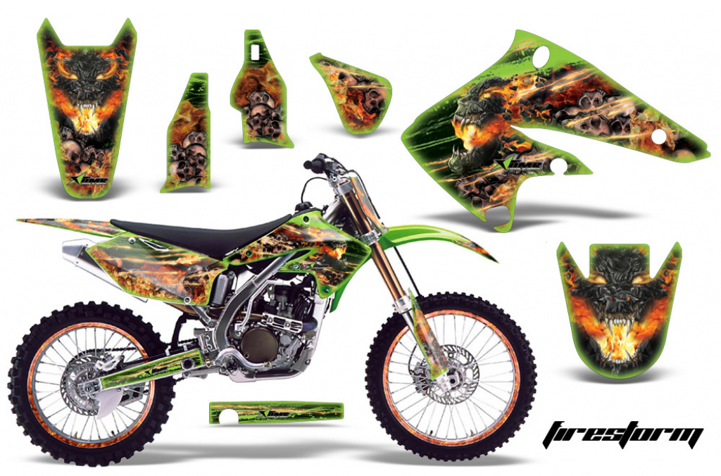 Firestorm Green with number plates for Kawasaki KX250F 2004-2005