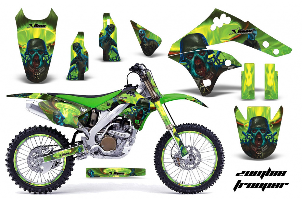 Zombie Trooper Green with number plates for Kawasaki KX250F 2006-2008