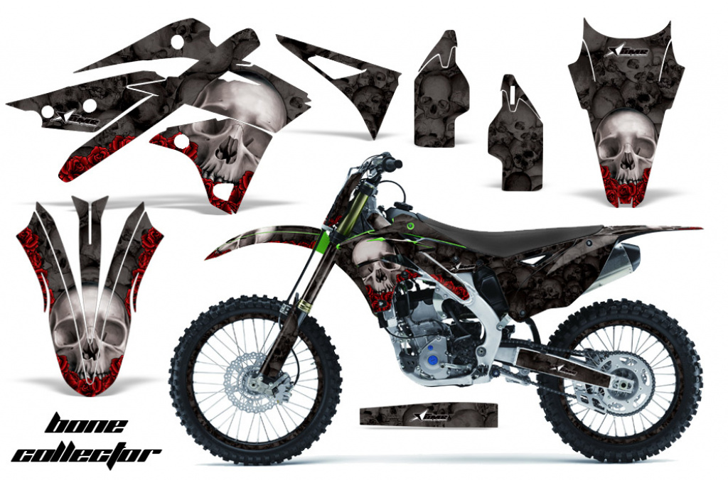 Bone Collector Schwarz mit Nummernfeldern für Kawasaki KX250F 2013-2016