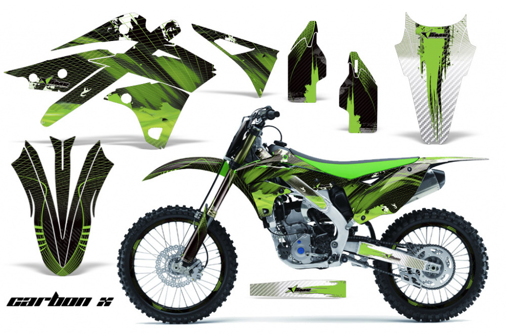 Carbon-X Grün mit Nummernfeldern für Kawasaki KX250F 2013-2016