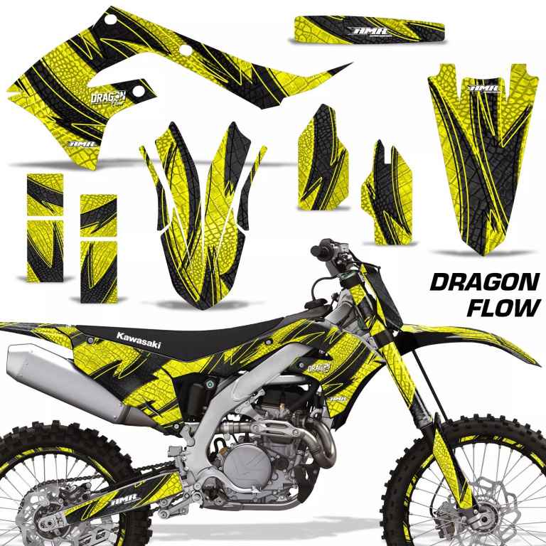 Dragon Flow Yellow with number plates for Kawasaki KX450F 2019-2023