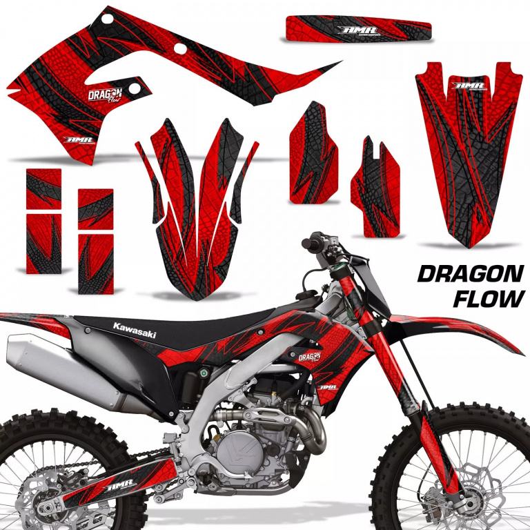 Dragon Flow Red without number plates for Kawasaki KX450F 2019-2023