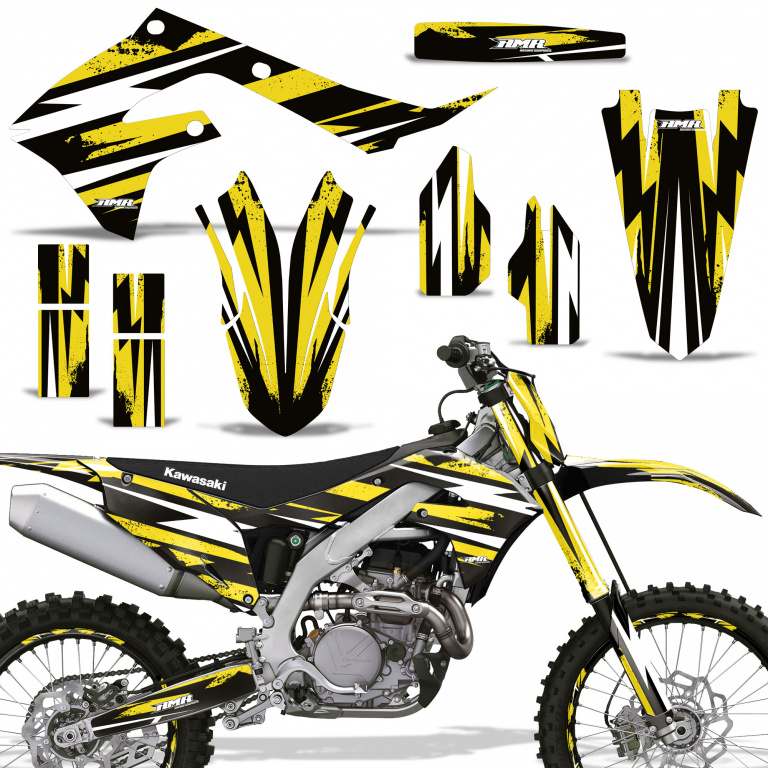 Attack Yellow with number plates for Kawasaki KX450F 2019-2023