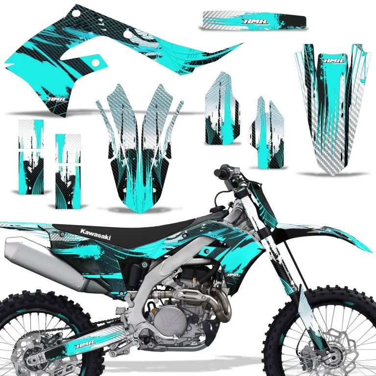Carbon-X Teal Blau mit Nummernfeldern für Kawasaki KX450F 2019-2023