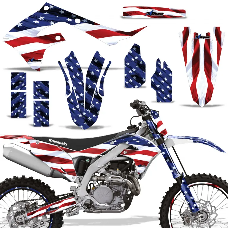 Stars and Stripes mit Nummernfeldern für Kawasaki KX450F 2019-2023