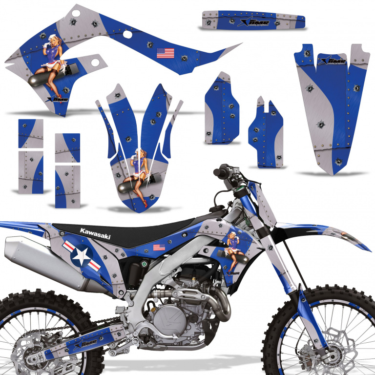 T-Bomber Blue with number plates for Kawasaki KX450F 2019-2023