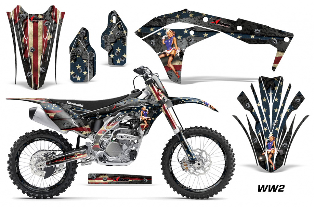 World War 2 mit Nummernfeldern für Kawasaki KX250F/KFX250 2017-2020