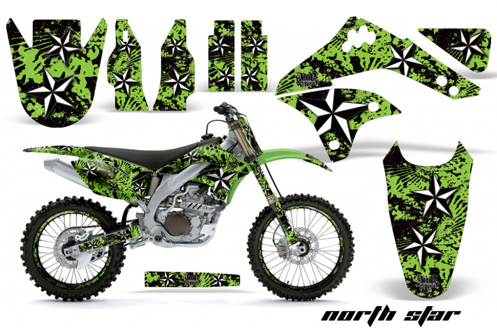 Northstar Background = Green, Design color = White with number plates for Kawasaki KX450F 2006-2008