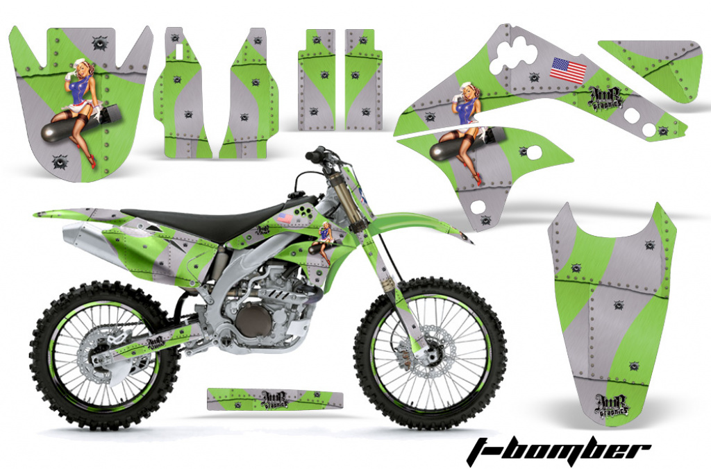 T-Bomber Green with number plates for Kawasaki KX450F 2006-2008