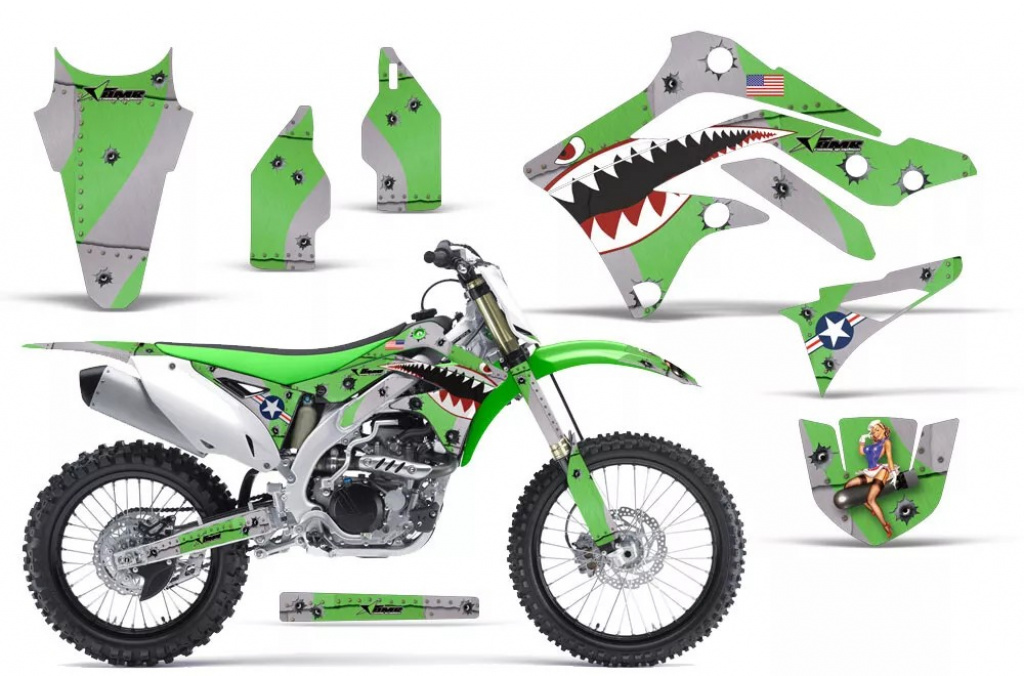T-Bomber Green without number plates for Kawasaki KX450F 2012-2015