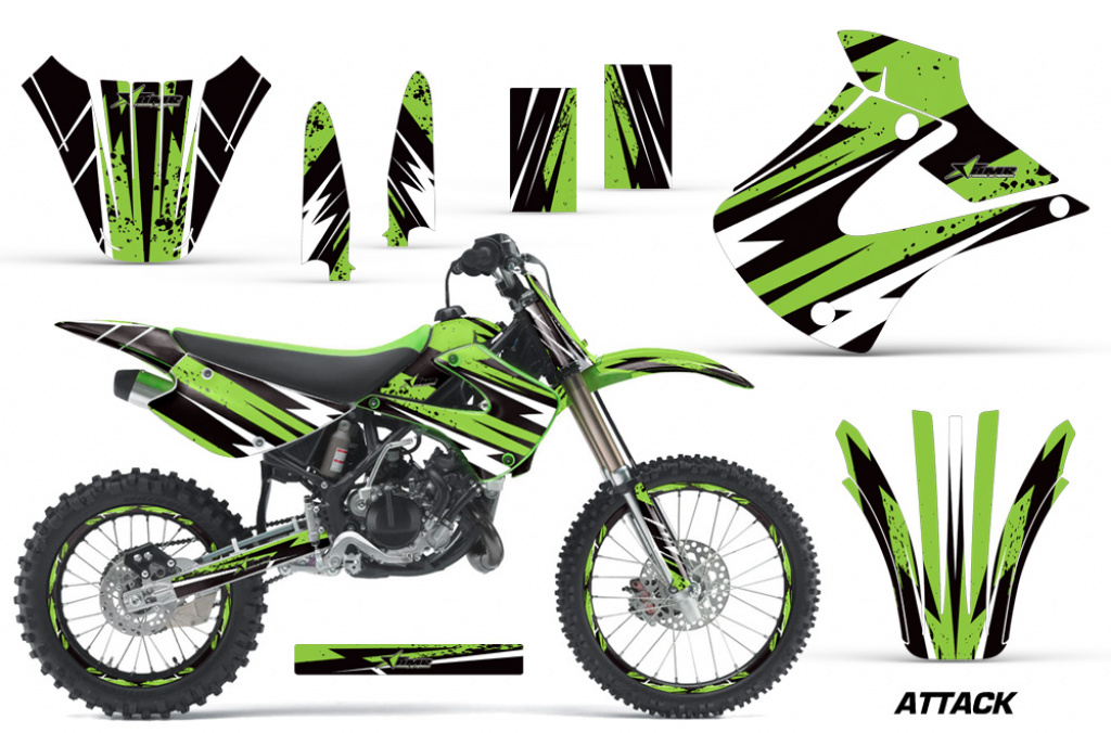 Attack Grün mit Nummernfeldern für Kawasaki KX85/100 2001-2013
