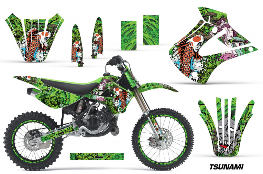 Tsunami Grün mit Nummernfeldern für Kawasaki KX85/100 2001-2013