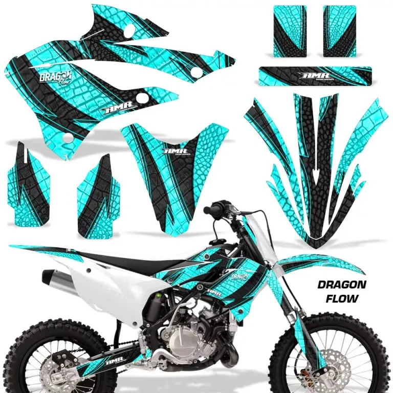 Dragon Flow Teal Blau ohne Nummernfeldern für Kawasaki KX85/112 2022-2024