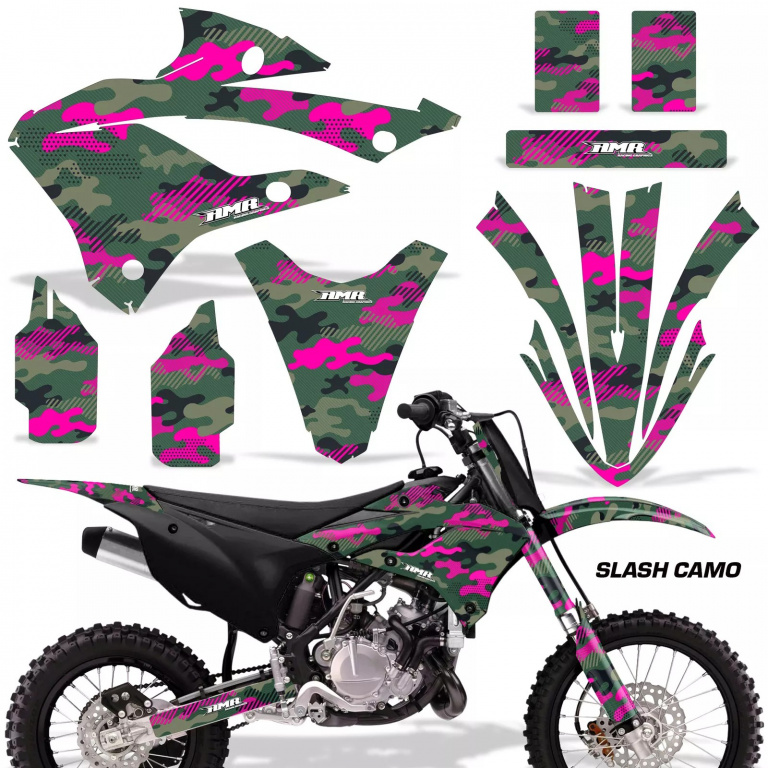 Slash Camo Pink without number plates for Kawasaki KX85/112 2022-2024