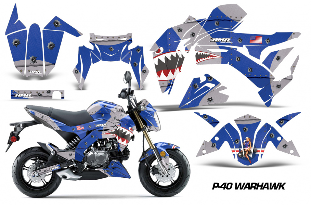P40-Warhawk Blau für Kawasaki Z125 Pro 2017-2024