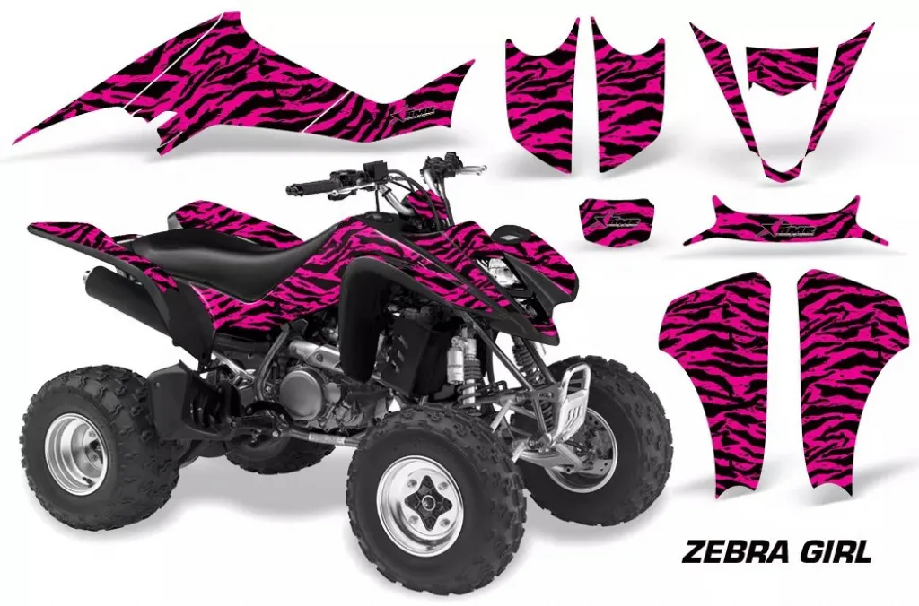 Zebra Girl Hintergrund = Schwarz, Designfarbe = Pink für Kawasaki KFX 400 2003-2008