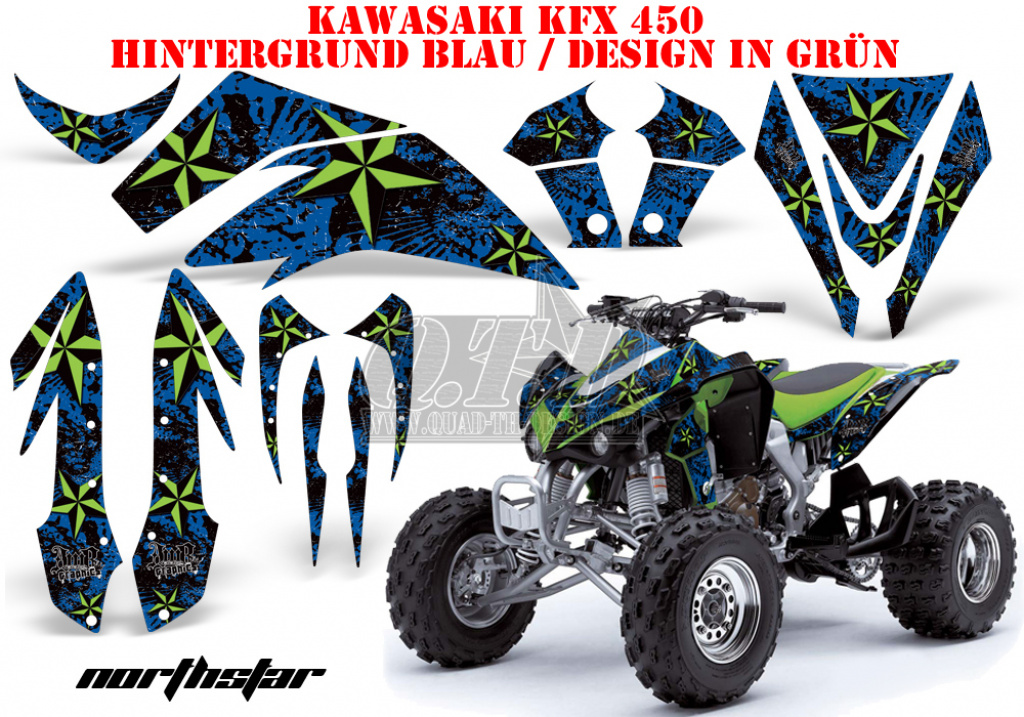 Northstar Hintergrund = Blau, Designfarbe = Grün für Kawasaki KFX 450