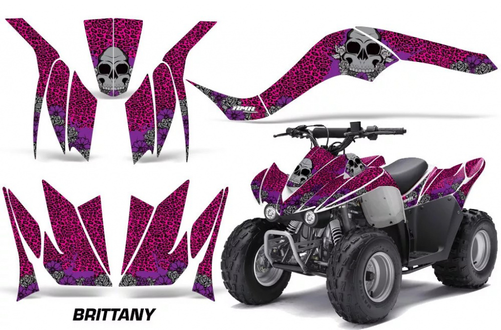Brittany Hintergrund = Pink, Designfarbe = Lila für Kawasaki KFX 50/KFX 90 2007-2022
