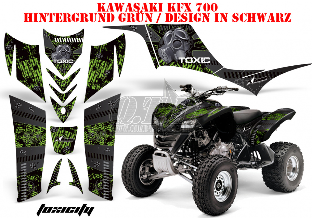 Toxicity Background = Green, Design color = Black for Kawasaki KFX 700
