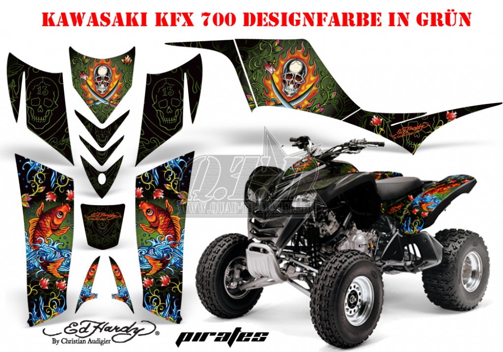 Ed-Hardy - Pirates Grün für Kawasaki KFX 700