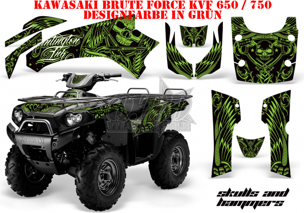 Skulls N Hammers Green for Kawasaki Brute Force KVF 650i 4x4 2006-2012